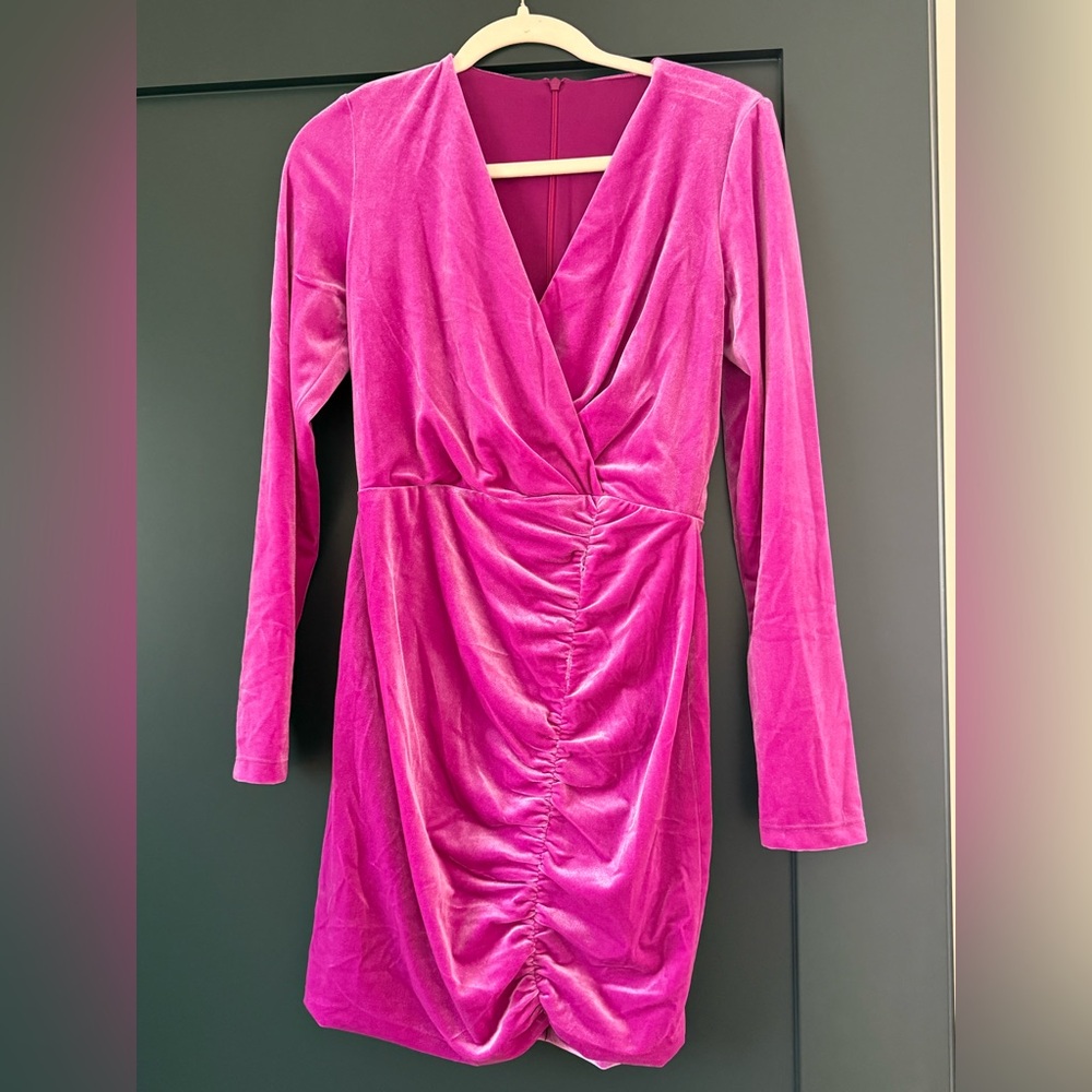 Black Halo Como long sleeve faux wrap dress